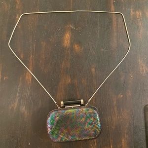 French Connection box clutch with optional strap